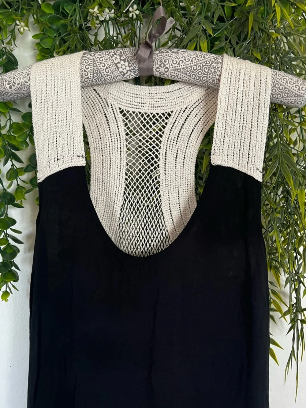 Dex Black Dress with Cream Crochet Accent - Picture 8 of 8